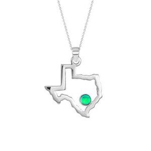 Texas Pendant Sterling Silver Crystal Jewelry Necklace